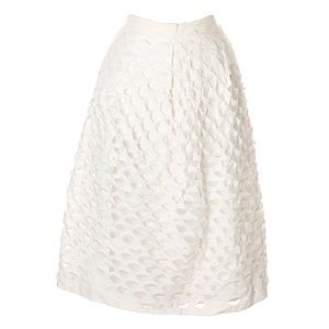 J. Crew White Flutter Dot MIDI Skirt Pockets Sz 6